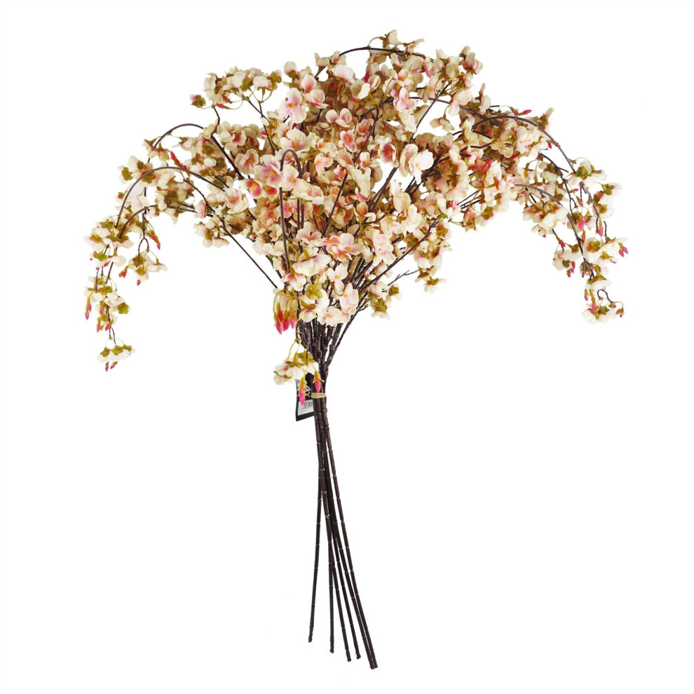 Leaf Single Stem Natural Pink Trailing Cherry Artificial Flower 110Cm 6 Pack - Image 4