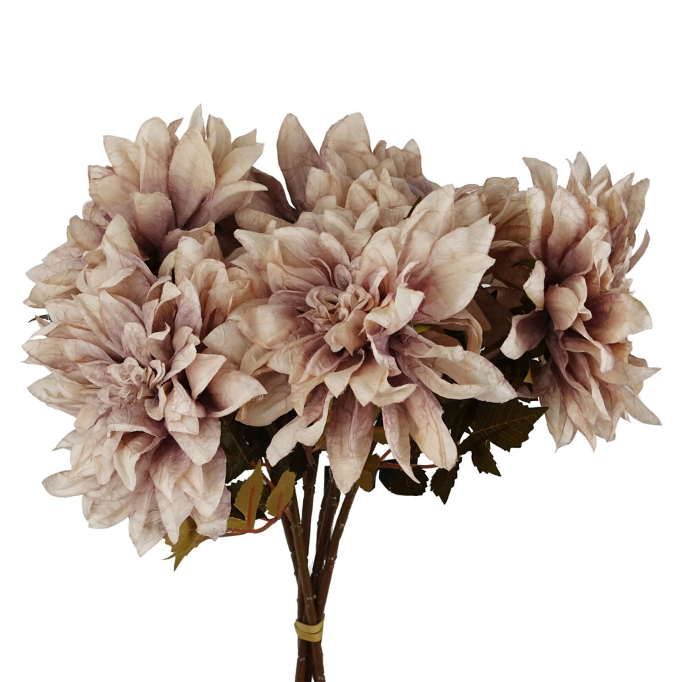 Leaf Pack Of 6 X 55Cm Dahlia Flower Stem - Dusty Pink
