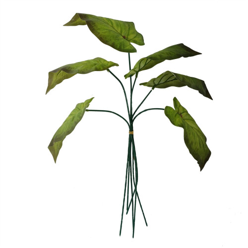 Leaf Pack of 6 x 50cm Artificial Green Plastic Leaf Stem