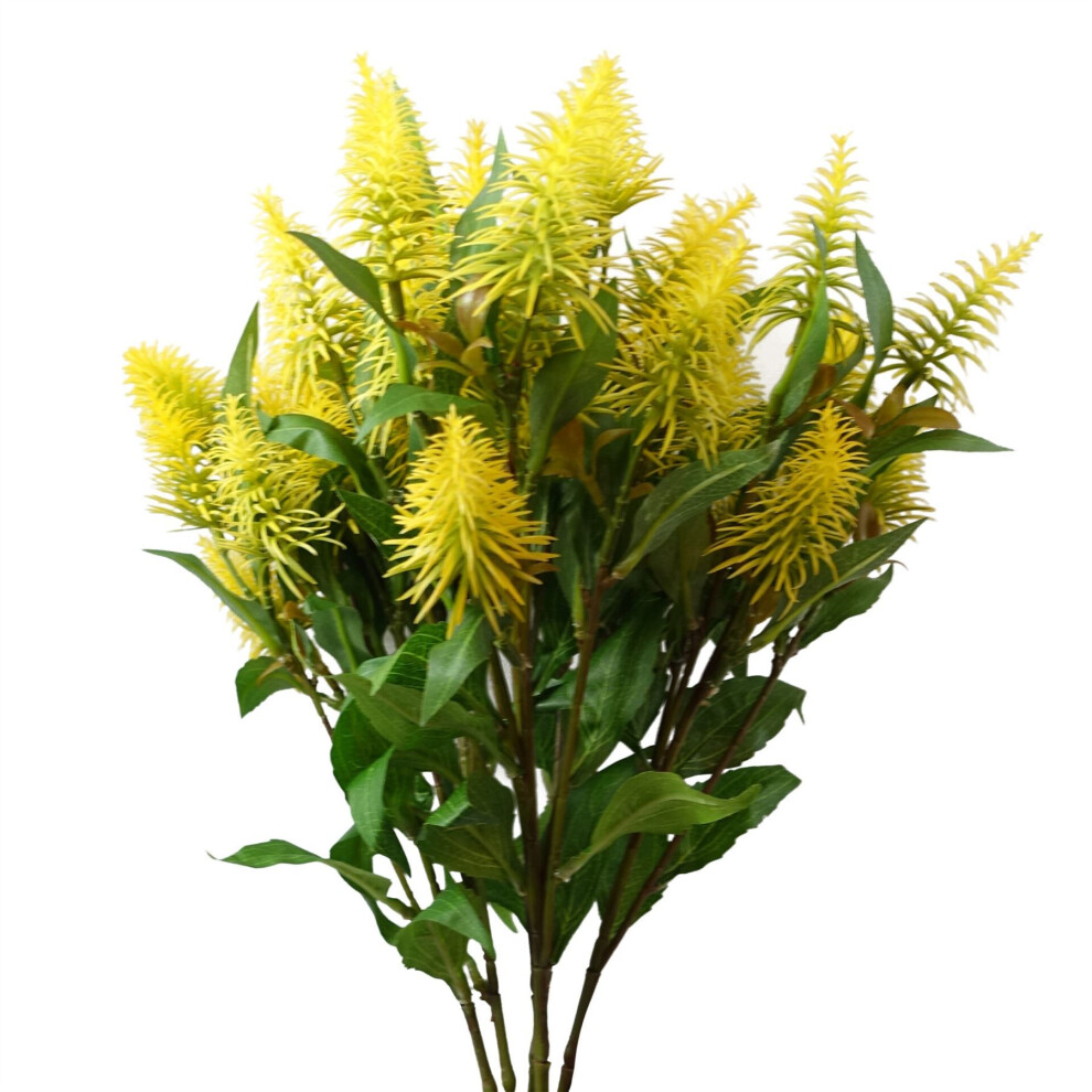 Leaf Yellow Callistemon Pallidus Bottle Brush Artificial Flower Stem - 55cm Single Stem - 6 Pack - Image 4