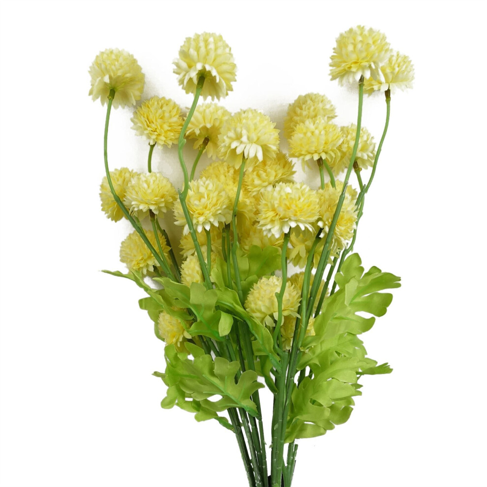 Leaf Pack Of 6 X 50Cm Dahlia Pompom Artificial Stem Yellow