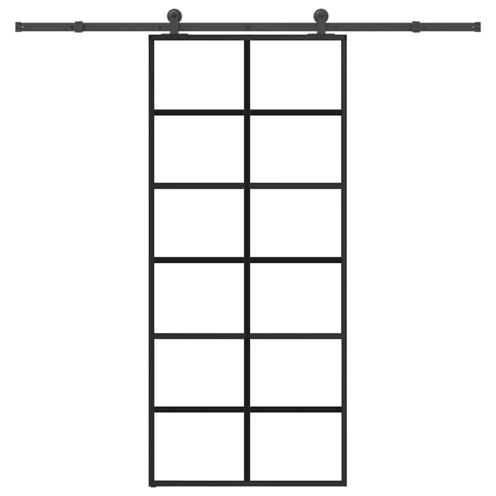 Vidaxl Sliding Door With Hardware Set 90X205 Cm Esg Glass&Aluminium