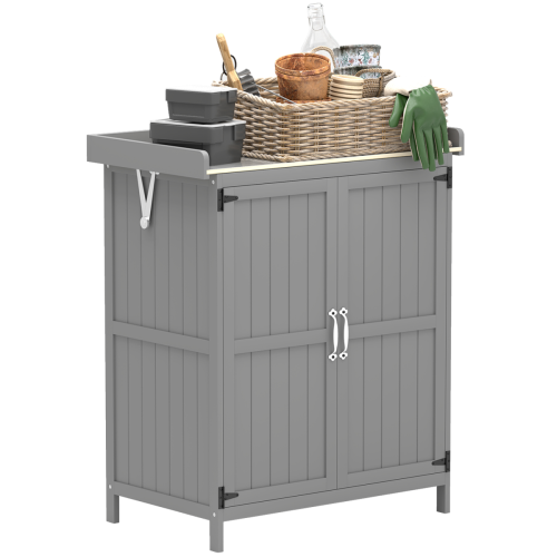 Outsunny Sturdy Garden Storage Bench with Stainless Steel Top & Easy Access