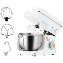 HOMCOM Electric Stand Mixer, 5L Food Mixer with Dough Hook, Whisk, White