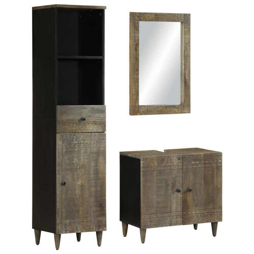 VidaXL vidaXL 3 Piece Bathroom Furniture Set Solid Wood Mango
