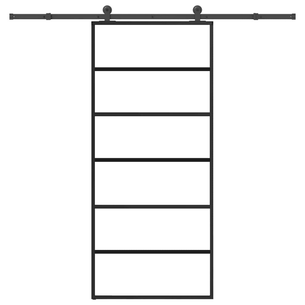 Vidaxl Sliding Door With Hardware Set 90X205 Cm Esg Glass&Aluminium