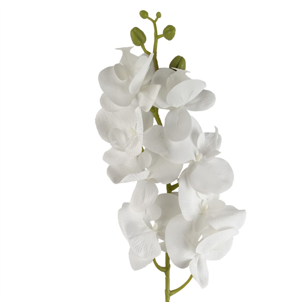 Leaf 100Cm Artificial Phalaenopsis Orchid Stem White