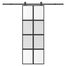 vidaXL Sliding Door with Hardware Set 76x205 cm Tempered Glass&Aluminium