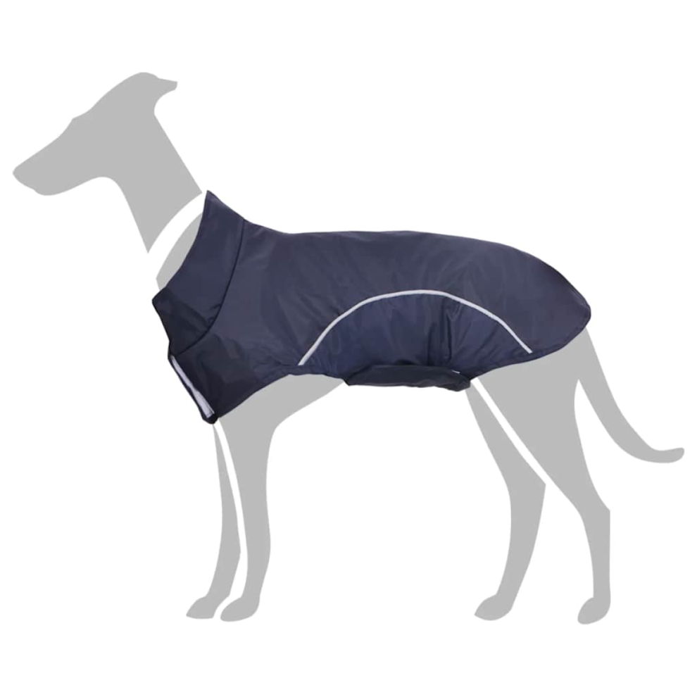 Vidaxl Dog Raincoat With Reflective Strips Polyester Navy Xxs Blue