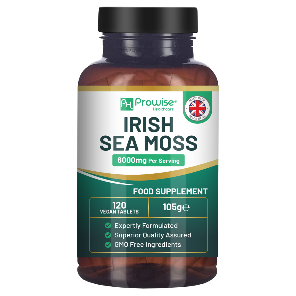 Prowise Healthcare Irish Sea Moss Tablets High Strength 6000Mg Â Irish Sea Moss Supplement 120 Vegan Tablets High Potency