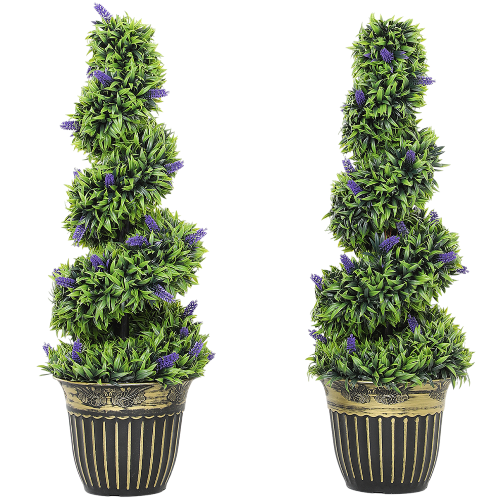 Homcom Set Of 2 Decorative Artificial Plants With And Pot, 90Cm Lavender