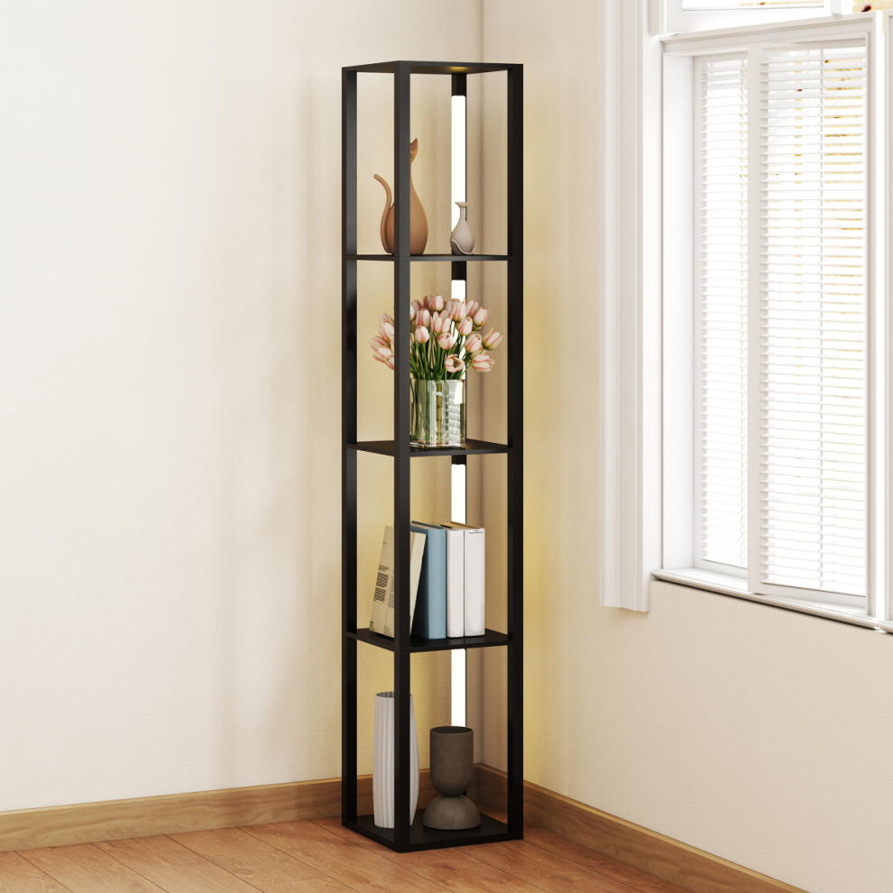 Homcom Floor Lamp For Living Room, Standing Lamp With Foot Switch, Black