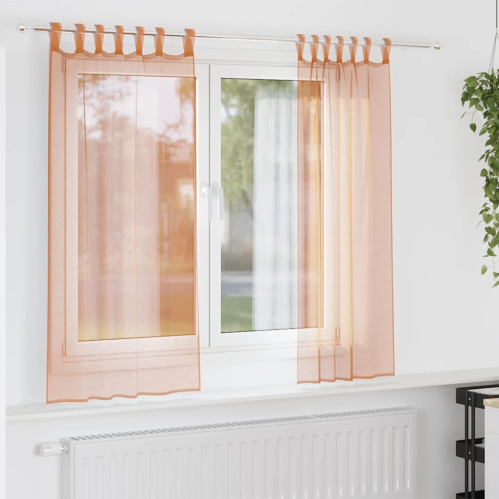 Vidaxl Voile Curtains With Rod Pockets 2 Pcs Terracotta