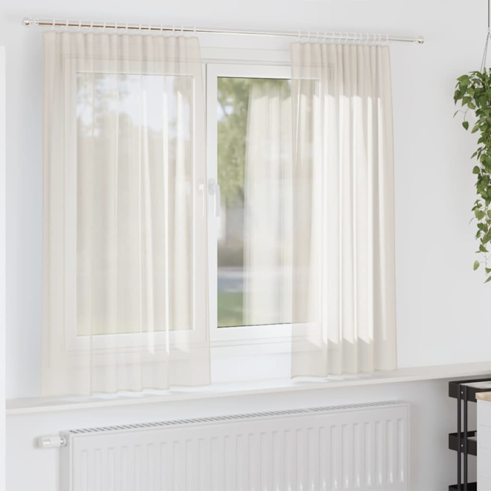 Vidaxl Voile Curtains With Rod Pockets 2 Pcs Cream