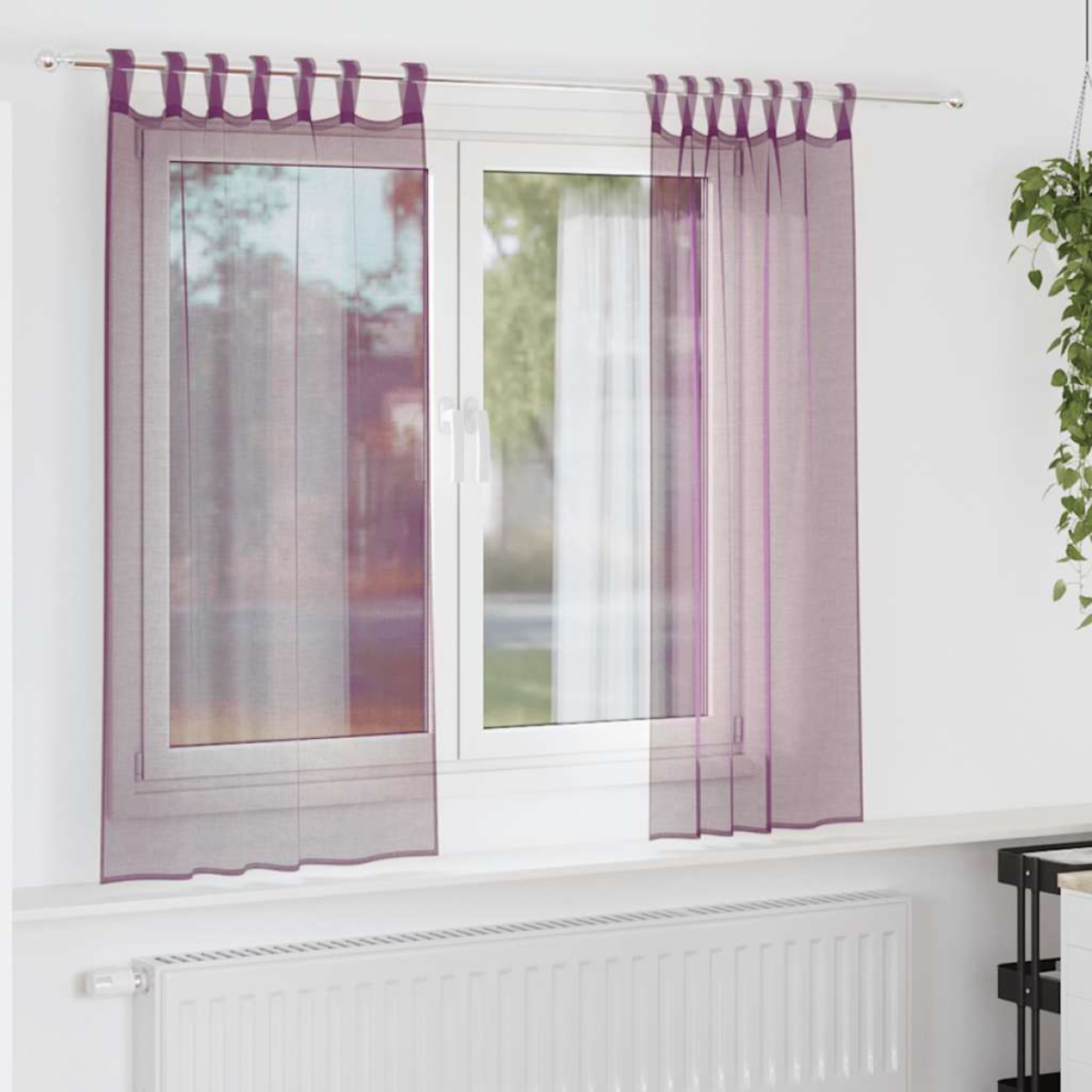 Vidaxl Voile Curtains With Rod Pockets 2 Pcs Purple