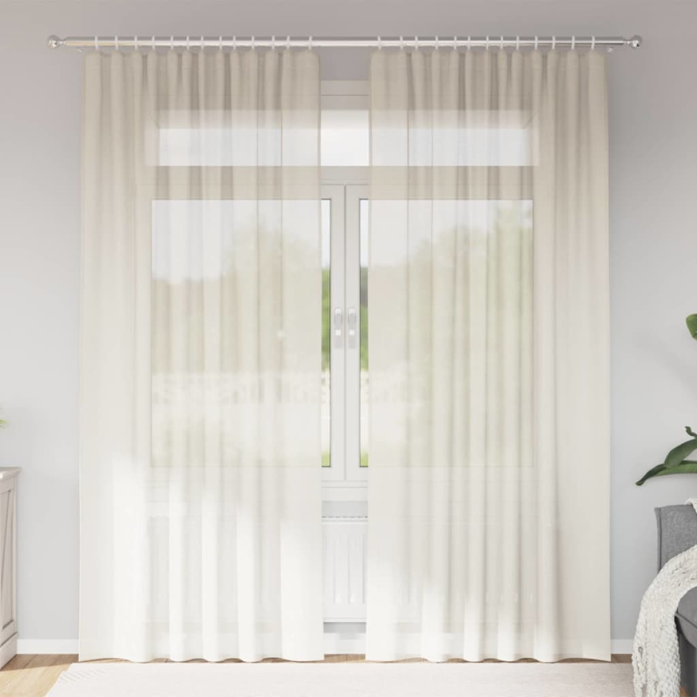 Vidaxl Voile Curtains With Rod Pockets 2 Pcs Cream