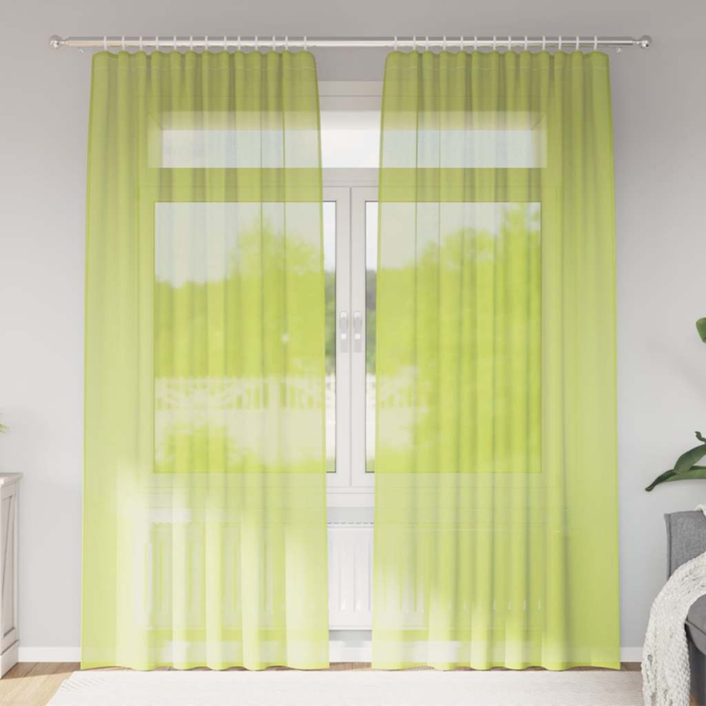 Vidaxl Voile Curtains With Rod Pockets 2 Pcs Apple Green