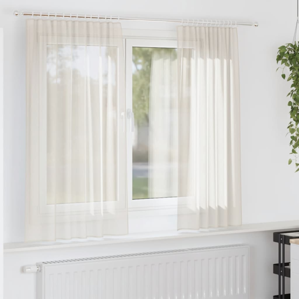 Vidaxl Voile Curtains With Rod Pockets 2 Pcs Cream