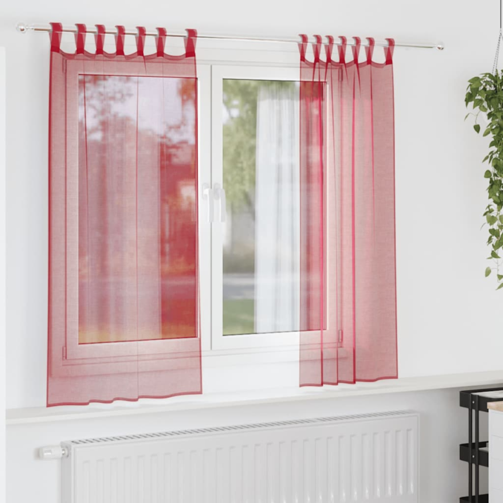 Vidaxl Voile Curtains With Loops 2 Pcs Wine Red 140X175 Cm