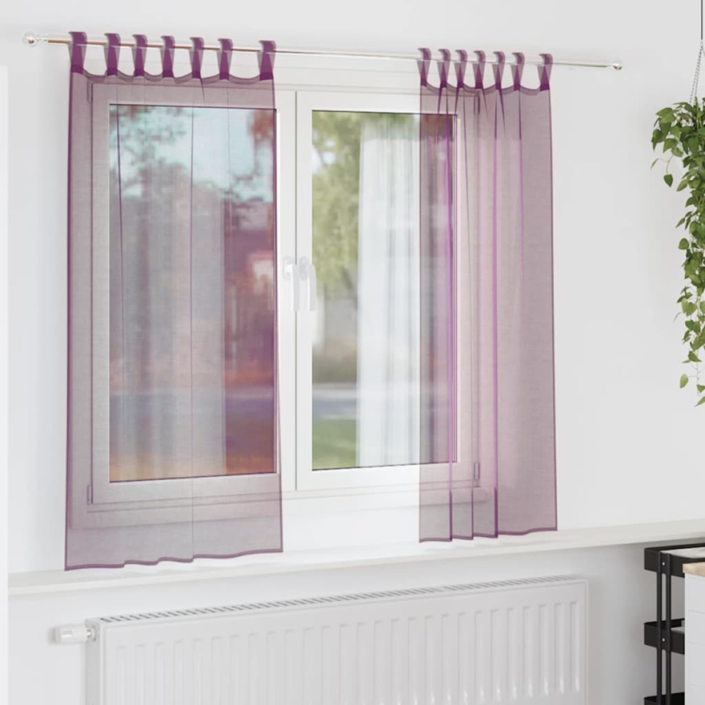 Vidaxl Voile Curtains With Rod Pockets 2 Pcs Purple