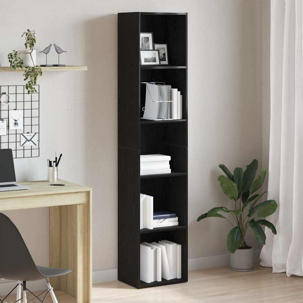 Vidaxl Book Cabinet Black Oak 40X30x189 Cm Engineered Wood