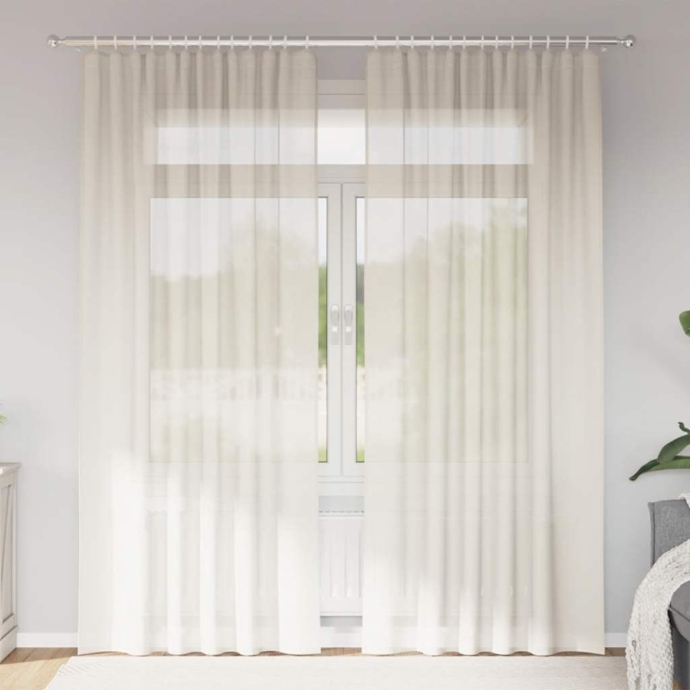 Vidaxl Voile Curtains With Rod Pockets 2 Pcs Cream