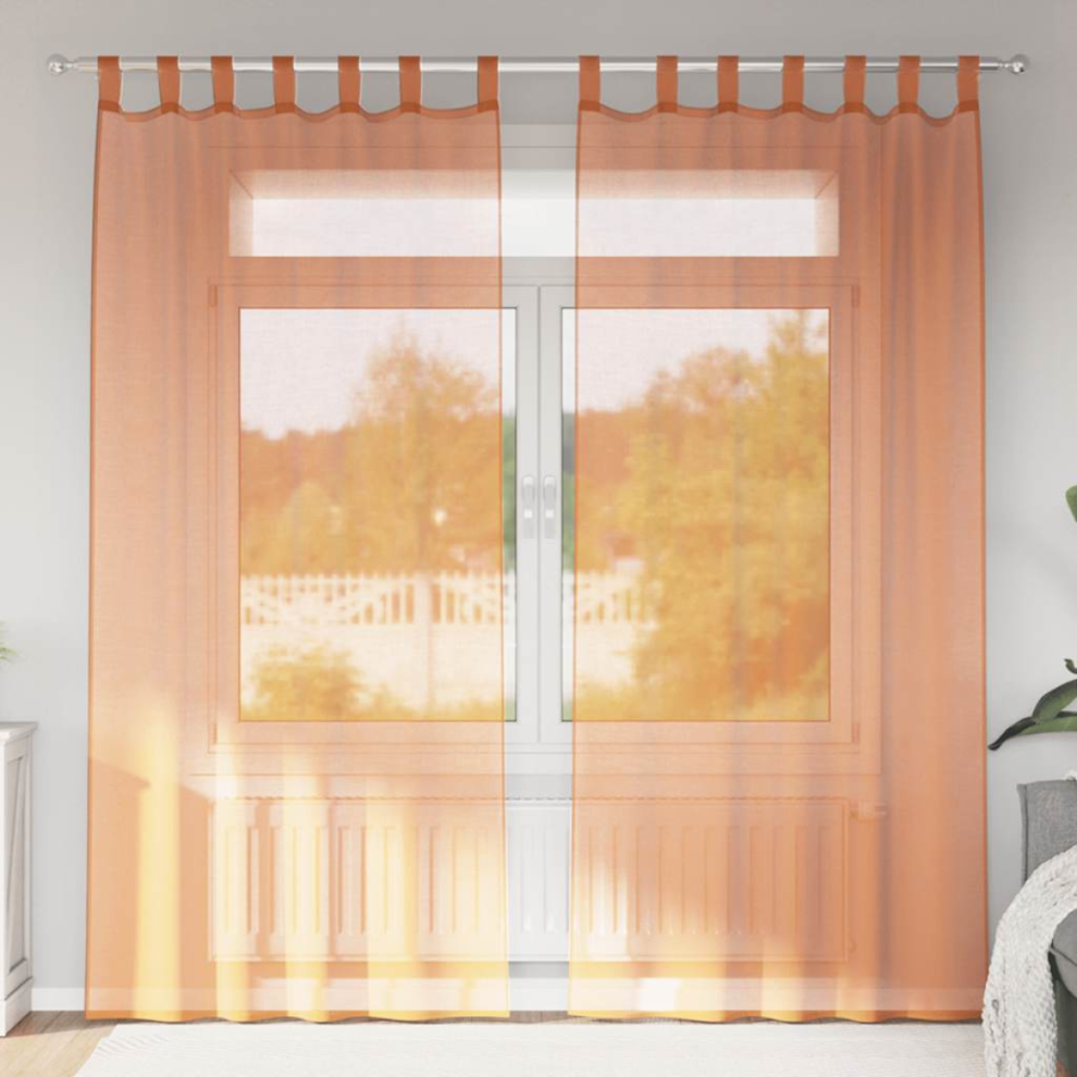 Vidaxl Voile Curtains With Rod Pockets 2 Pcs Terracotta