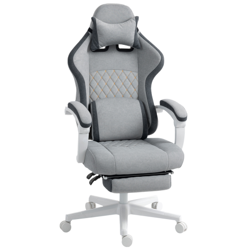 Homcom HOMCOM Printed Velvet Computer Recliner Chair with Adjustable Height, Grey