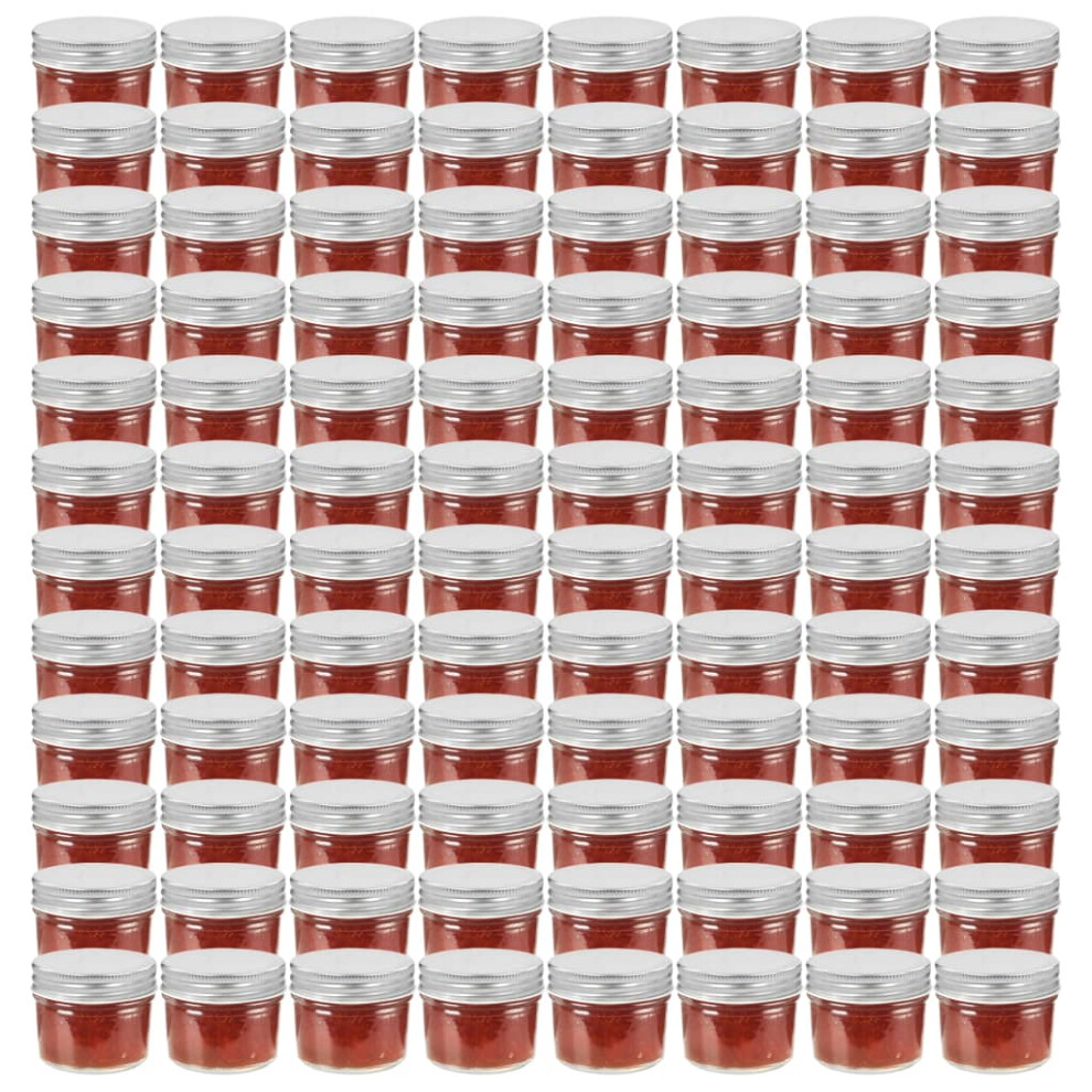 Glass Jam Jars with Silver Lids 96 pcs 110 ml