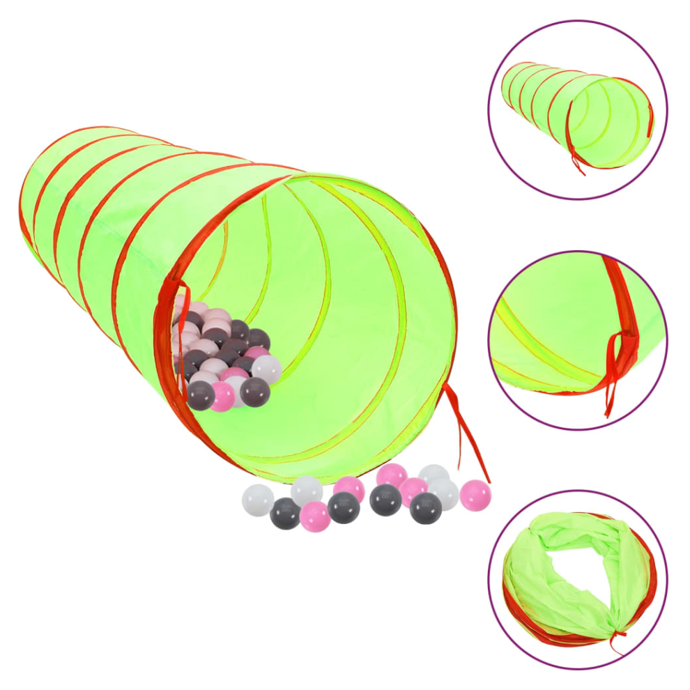 Vidaxl Children Play Tunnel With 250 Balls Green 175 Cm Polyester