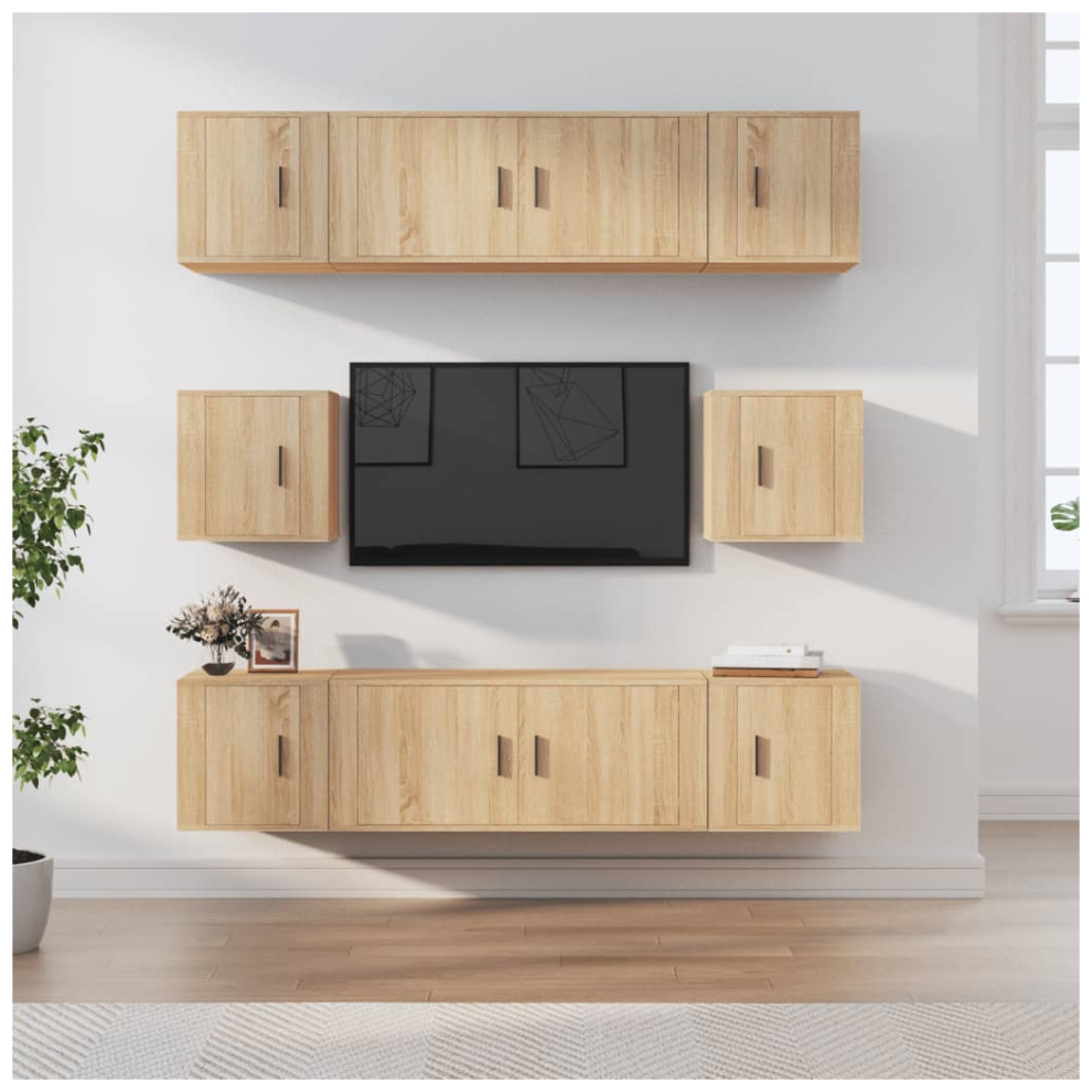 Vidaxl 8 Piece Tv Cabinet Set Sonoma Oak Engineered Wood