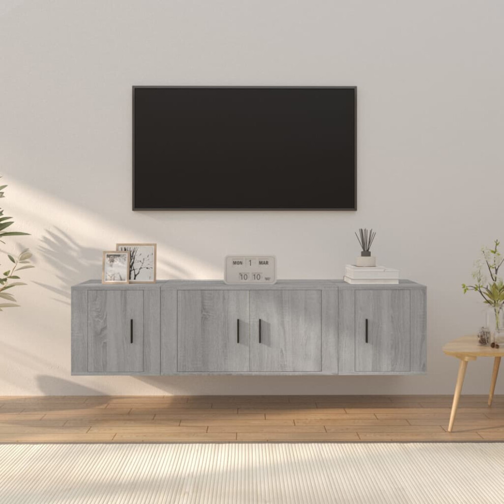 Vidaxl 3 Piece Tv Cabinet Set Grey Sonoma Engineered Wood
