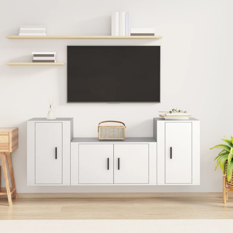 Vidaxl 3 Piece Tv Cabinet Set Engineered Wood White