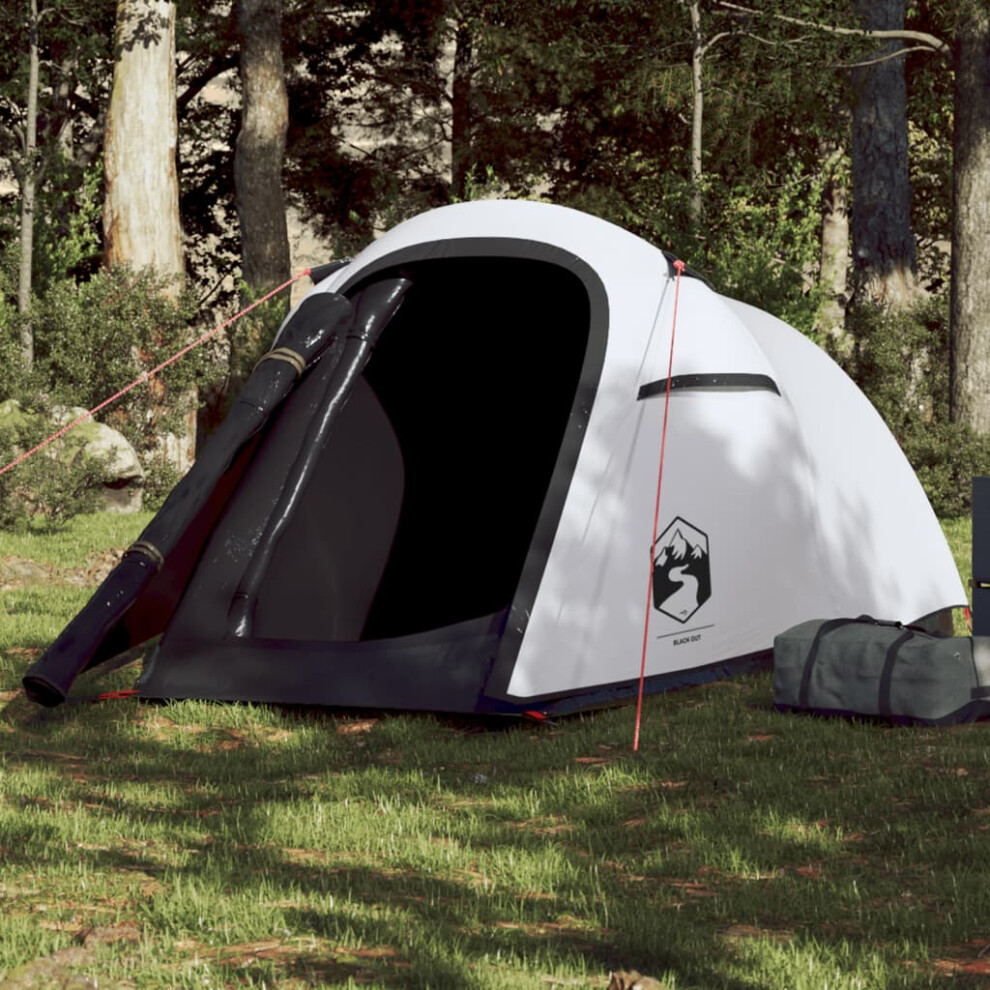 Vidaxl Camping Tent Tunnel 2-Person White Blackout Fabric Waterproof