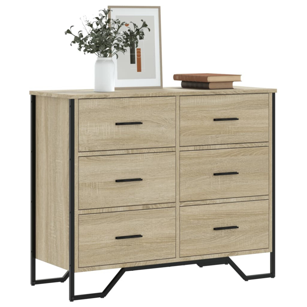 vidaXL Chest of Drawers Sonoma Oak 91x35.5x74.5 cm Engineered wood