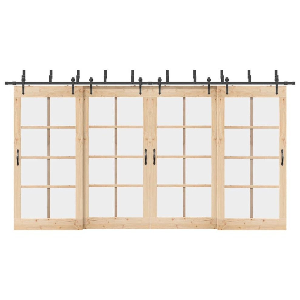 vidaXL Sliding Door Hardware Kit 427 cm Steel Black