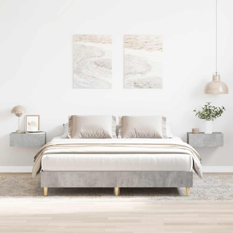 Vidaxl Bed Frame No Mattress Concrete 150X200 Cm King Size Engineered Wood Grey
