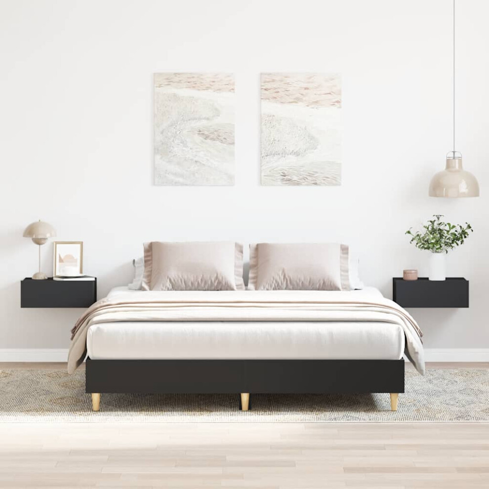Vidaxl Bed Frame No Mattress Black 150X200 Cm King Size Engineered Wood