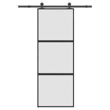 vidaXL Sliding Door with Hardware Set 76x205 cm Tempered Glass&Aluminium
