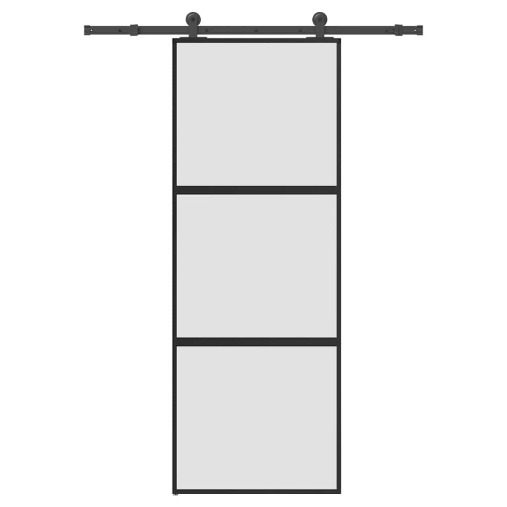 vidaXL Sliding Door with Hardware Set 76x205 cm Tempered Glass&Aluminium
