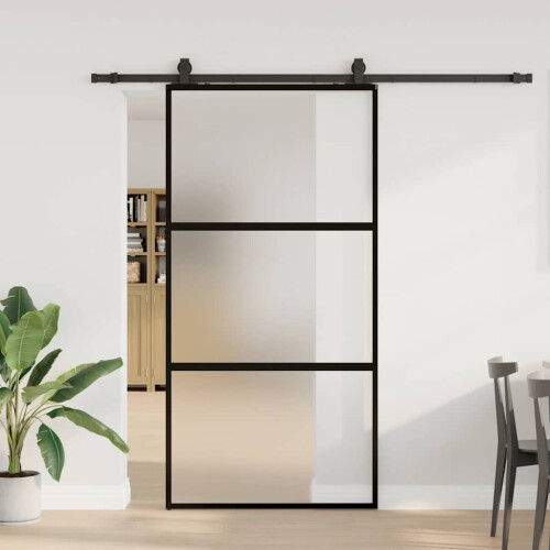 VidaXL vidaXL Schiebetür mit Beschlag Schwarz 102,5x205 cm Hartglas
