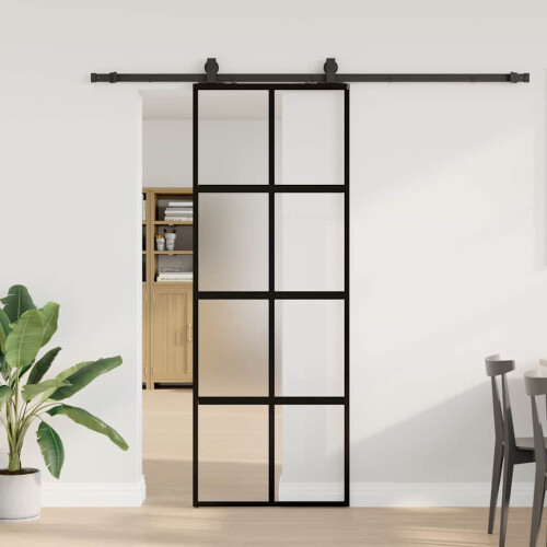 VidaXL vidaXL Schiebetür mit Beschlag Schwarz 76x205 cm Hartglas