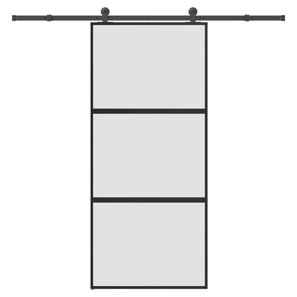 Vidaxl Sliding Door With Hardware Set 90X205 Cm Tempered Glass&Aluminium
