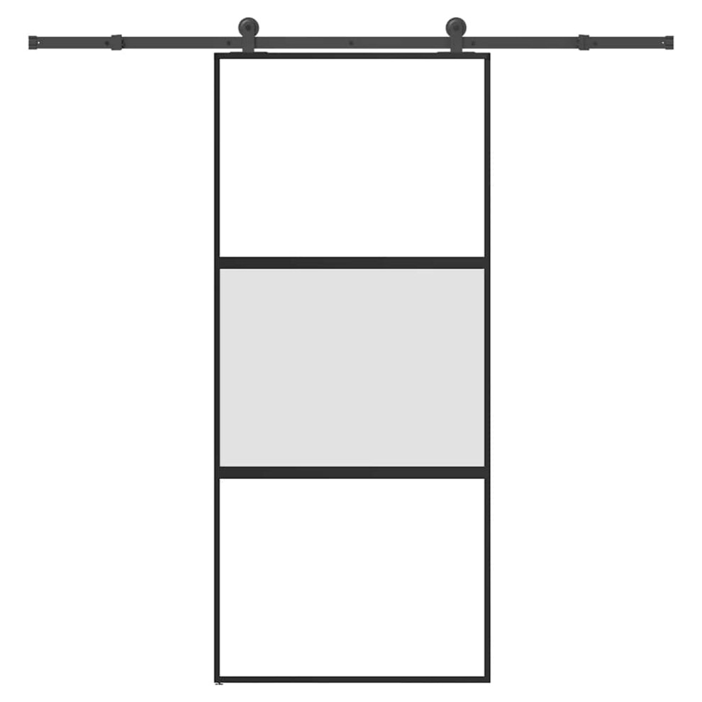 Vidaxl Sliding Door With Hardware Set 90X205 Cm Tempered Glass&Aluminium