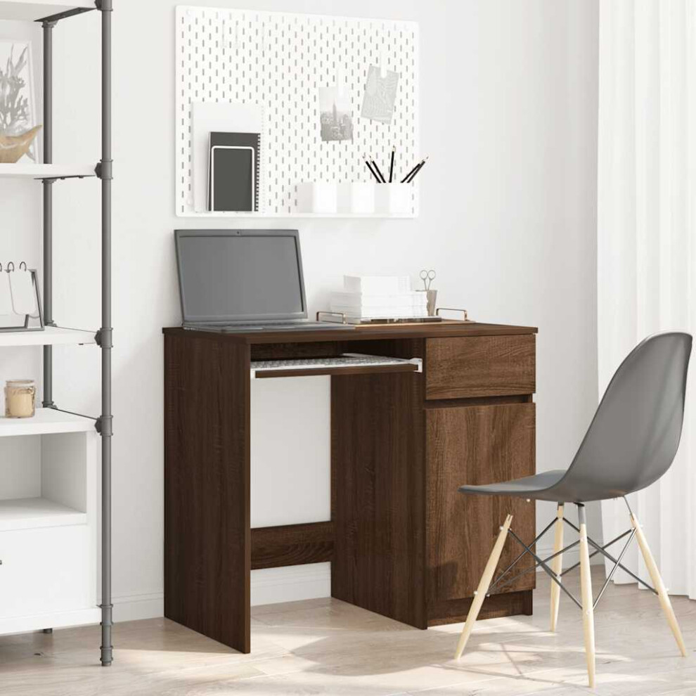 Vidaxl Desk Oak 86X49x76 Cm Engineered Wood Brown
