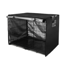 Double Door Dog Crate Cover Wire Dog Cage Cover 420D Polyester for Pet Crates Black 42 inches