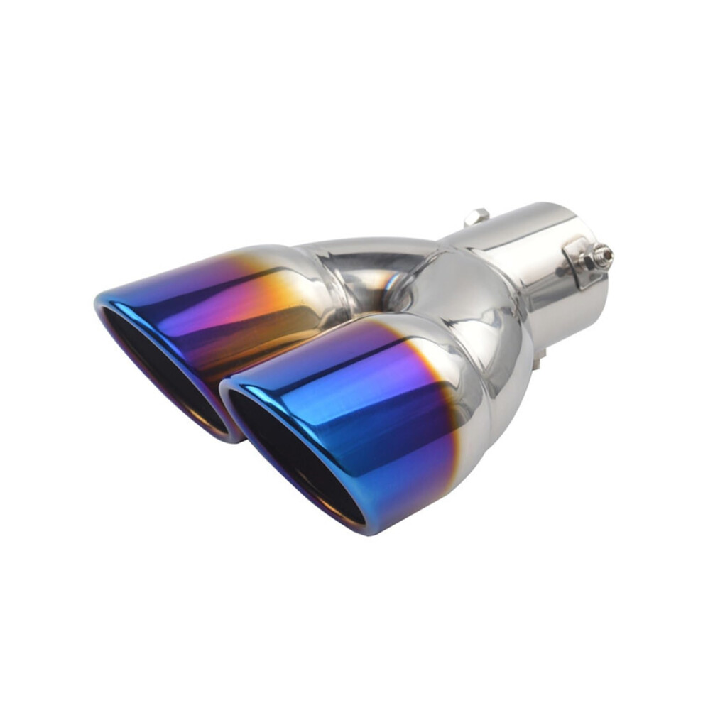 2.5 Inch Exhaust Tip Car Universal Dual Exhaust Tip Automotive Replacement Exhaust Mufflers Auto Muffler Tail Tips(Straight ) Blue 6493810929816