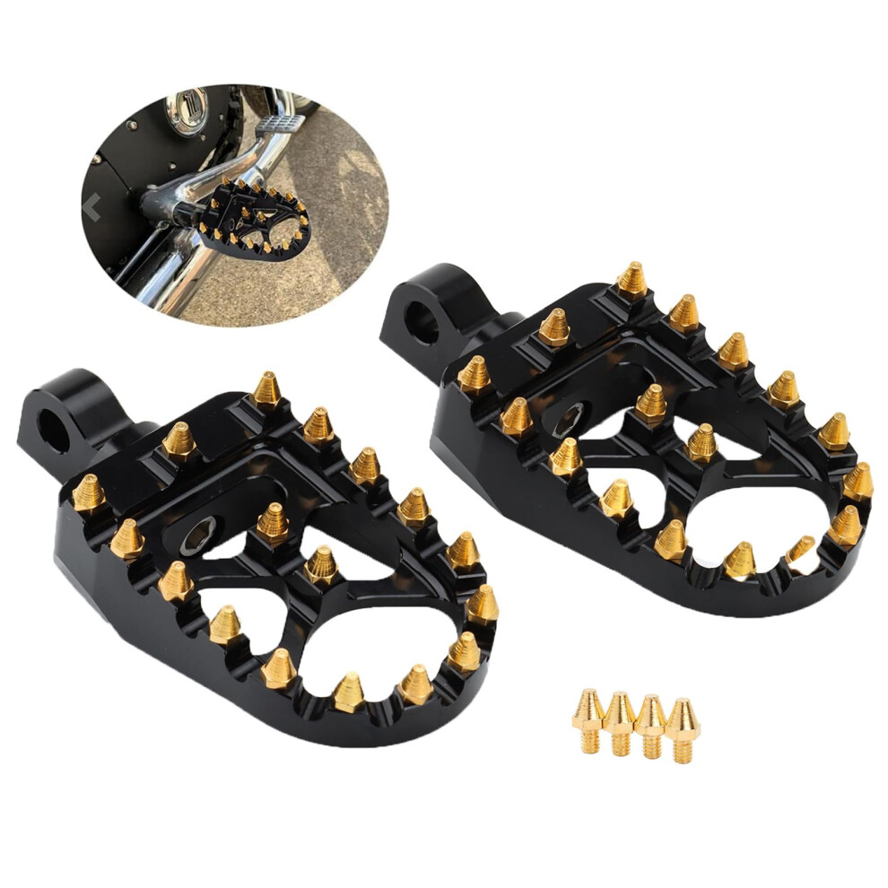 Mx Offroad Wide Foot Pegs Footrest Pedals For Harley Dyna Street Bob Sportster 883 Touring Street Glide Softail Fatboy Chopper Bobber ( Black) Gold/Black 6493810800870
