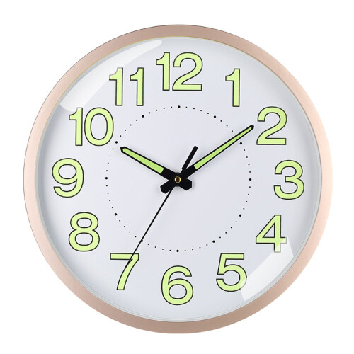 12in Silent Quartz Wall Clock Rose Gold Luminous 2