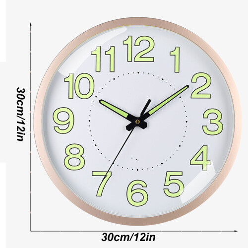 12in Silent Quartz Wall Clock Rose Gold Luminous 1